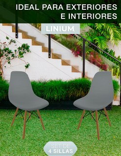 Foto 7 | Foto 7 | Set De 4 Sillas Eames Linium Moderna Minimalista Gris