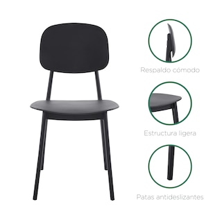 Foto 6 | Foto 6 | Set 4 Sillas De Comedor  Con Respaldo Ovalado Top Living Creta-n Aptas Exterior Color Negro