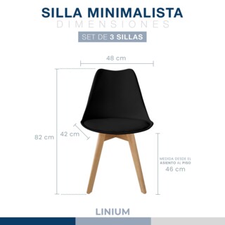 Foto 2 | Foto 2 | Set 3 Silla Tulip Minimalista Moderna Comedor Acolchonada Color Negro