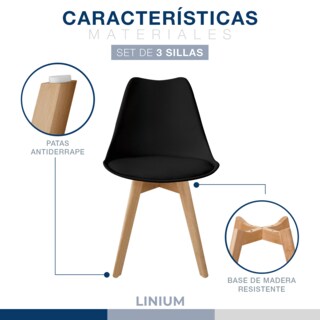 Foto 5 | Foto 5 | Set 3 Silla Tulip Minimalista Moderna Comedor Acolchonada Color Negro
