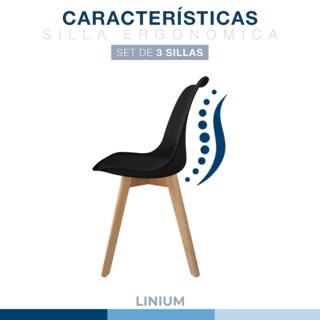 Foto 7 | Foto 7 | Set 3 Silla Tulip Minimalista Moderna Comedor Acolchonada Color Negro