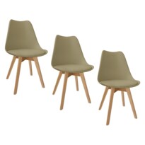 Set 3 Silla Tulip Minimalista Moderna Comedor Acolchonada Color Moka