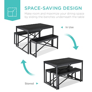 Foto 5 | Foto 5 | Juego De Muebles De Comedor Best Choice Products, 3 Piezas, Negro - Venta Internacional.