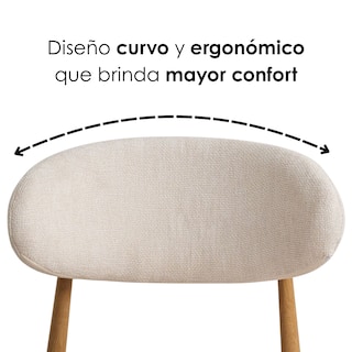 Foto 7 | Foto 7 | Ilios Innova | 4 Sillas Beige En Lino Español Respaldo Curvo Y Base Metálica Con Acabado Tipo Madera.