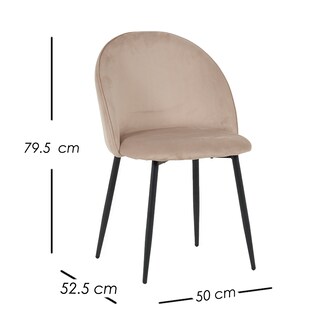 Foto 2 | Foto 2 | Ilios Innova | Set 2 Sillas Para Comedor Tapizadas En Terciopelo Beige Con Patas Metálicas. Diseño Moderno Y Minimalista