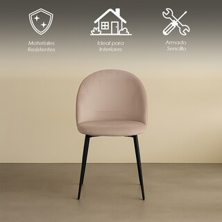 Foto 3 | Foto 3 | Ilios Innova | Set 2 Sillas Para Comedor Tapizadas En Terciopelo Beige Con Patas Metálicas. Diseño Moderno Y Minimalista