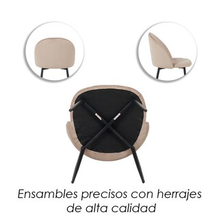 Foto 6 | Foto 6 | Ilios Innova | Set 2 Sillas Para Comedor Tapizadas En Terciopelo Beige Con Patas Metálicas. Diseño Moderno Y Minimalista