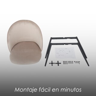 Foto 7 | Foto 7 | Ilios Innova | Set 2 Sillas Para Comedor Tapizadas En Terciopelo Beige Con Patas Metálicas. Diseño Moderno Y Minimalista