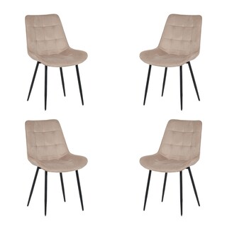 Foto 1 | Foto 1 | Ilios Innova | Paquete De 4 Sillas De Comedor  Tapizadas En Terciopelo Beige Con Patas Metálicas  Diseño Minimalista