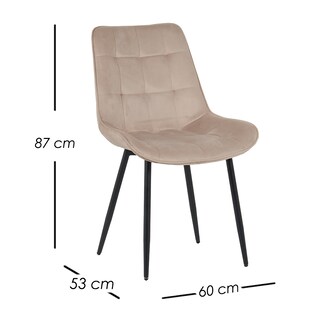 Foto 2 | Foto 2 | Ilios Innova | Paquete De 4 Sillas De Comedor  Tapizadas En Terciopelo Beige Con Patas Metálicas  Diseño Minimalista