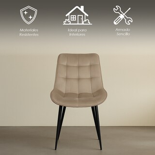 Foto 3 | Foto 3 | Ilios Innova | Paquete De 4 Sillas De Comedor  Tapizadas En Terciopelo Beige Con Patas Metálicas  Diseño Minimalista