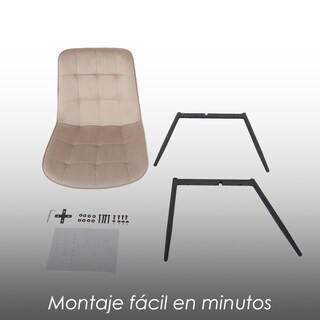 Foto 7 | Foto 7 | Ilios Innova | Paquete De 4 Sillas De Comedor  Tapizadas En Terciopelo Beige Con Patas Metálicas  Diseño Minimalista
