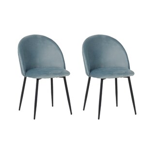 Foto 1 | Foto 1 | Ilios Innova | Set 2 Sillas Para Comedor Tapizadas En Terciopelo Azul Con Patas Metálicas. Diseño Moderno Y Minimalista
