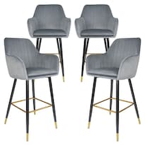 Sillas Altas Eames Terciopelo Velvet Gris Set 4 Piezas RACK & PACK