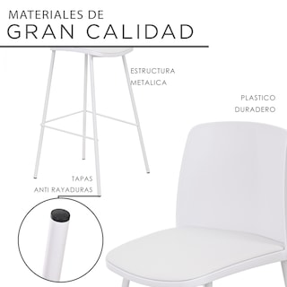 Foto 5 | Foto 5 | Sillas Altas EKE Life Home para Desayunador Blancas 2 Piezas