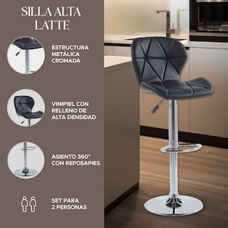 Foto 2 | Foto 2 | Set de 2 Sillas Altas Latte Negros Diseño Elegante y Confortable