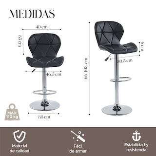 Foto 3 | Foto 3 | Set de 2 Sillas Altas Latte Negros Diseño Elegante y Confortable