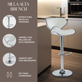 Foto 2 | Foto 2 | Set de 2 Sillas Altas Brunch Blancos Modernas y Elegantes