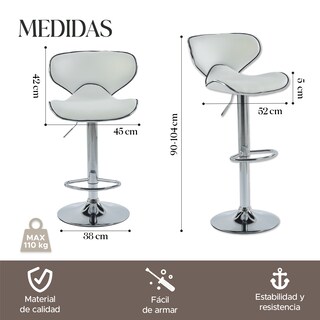 Foto 3 | Foto 3 | Set de 2 Sillas Altas Brunch Blancos Modernas y Elegantes