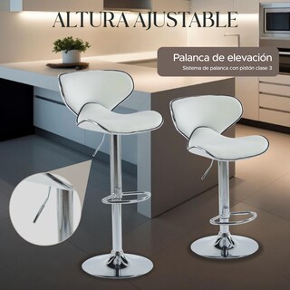 Foto 4 | Foto 4 | Set de 2 Sillas Altas Brunch Blancos Modernas y Elegantes