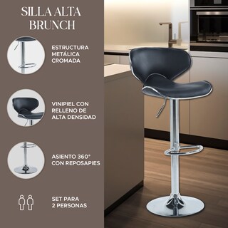 Foto 2 | Foto 2 | Set de 2 Sillas Altas Brunch Negro Modernas y Elegantes