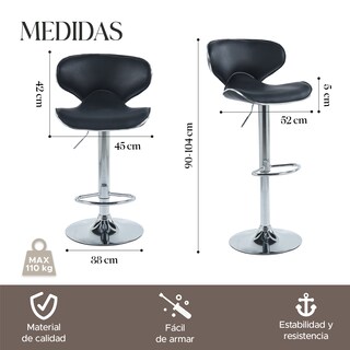 Foto 3 | Foto 3 | Set de 2 Sillas Altas Brunch Negro Modernas y Elegantes