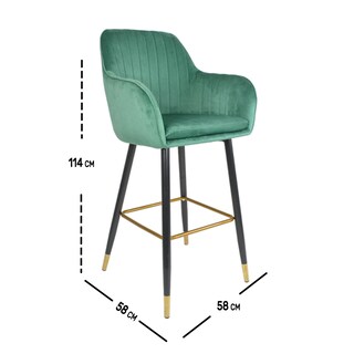 Foto 8 | Foto 8 | Sillas Altas Tapizadas Banco Terciopelo Velvet Verde Set 4 Houzer