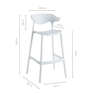 Foto 4 | Foto 4 | Set Bancos Altos Top Living Esp-altab2pack Con Respaldo Curvo Color Blanco