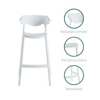 Foto 8 | Foto 8 | Set Bancos Altos Top Living Esp-altab2pack Con Respaldo Curvo Color Blanco