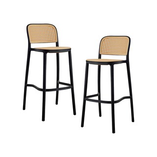 Foto 1 | Foto 1 | Set De Bancos Altos Top Living  Bat-altan2pack Con Entramado Símil Ratán Color Negro Y Beige