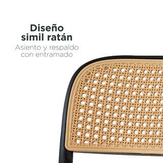 Foto 5 | Foto 5 | Set De Bancos Altos Top Living  Bat-altan2pack Con Entramado Símil Ratán Color Negro Y Beige