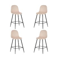 Ilios Innova | Set De 4 Sillas Altas De Bar Candina Beige Con Estructura Metálica Negra Diseño Moderno Para Cocina