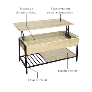 Foto 7 | Foto 7 | Mesa De Centro Top Living Beige Y Negro