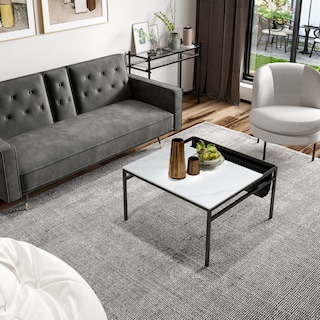 Foto 4 | Foto 4 | Mesa De Centro Con Acabado De Mármol Sintético Y Base Metálica Negra