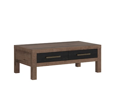 Foto 2 | Foto 2 | Mesa De Centro Rectangular Color Negro Y Nogal Con 2 Cajones Para Almacenamiento Y Estructura De Madera Mdf