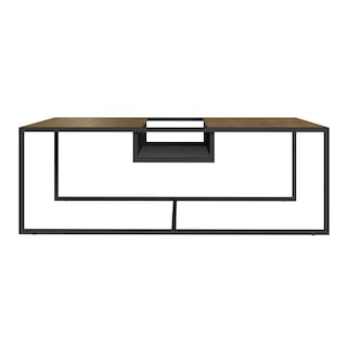 Foto 1 | Foto 1 | Mesa De Centro Rectangular Color Negro Y Madera Con 2 Tableros Y Estructura Metálica De Acero Mdp 100cm (ancho)*60cm (profundo)