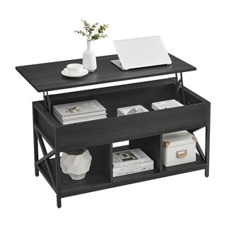 Foto 1 | Foto 1 | Mesa De Café Vasagle Con Tapa Elevable Con Estante De Almacenamiento De Madera Negra