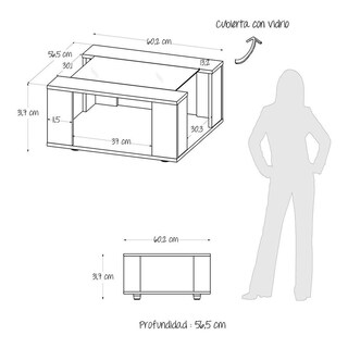 Foto 3 | Foto 3 | Mesa de Centro Maderkit con Vidrio color Niebla