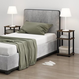 Foto 4 | Foto 4 | Mesa Auxiliar Furinno Just De 3 Niveles Con Tubo Torneado Columbia Walnut - Venta Internacional.