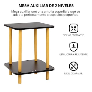 Foto 2 | Foto 2 | Mesa Centro  Lab.g Minimalista Madera Lateral Doble Repisa 40cm Negro