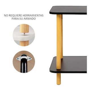 Foto 3 | Foto 3 | Mesa Centro  Lab.g Minimalista Madera Lateral Doble Repisa 40cm Negro