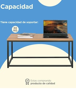 Foto 7 | Foto 7 | Mesa De Centro Moderna Auxiliar Madera 90x48x40 Color Nogal