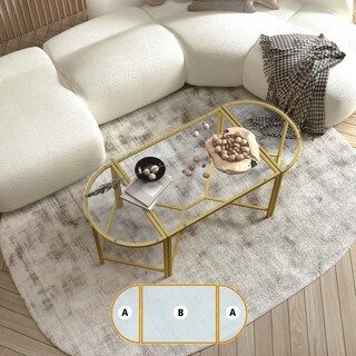 Foto 7 | Foto 7 | Juego de 3 Mesas de Centro de Vidrio Gomyhome Dorado 125 cm