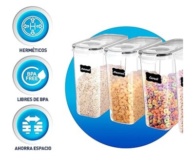 Foto 3 | Foto 3 | Recipientes Herméticos de Plástico Bluelander para Alimentos 24 Piezas
