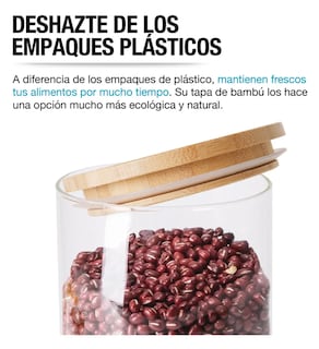 Foto 4 | Foto 4 | Recipientes De Vidrio Xtellar Con Tapa Madera