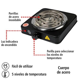 Foto 4 | Foto 4 | Parrilla Eléctrica IUSA 1 Quemador Espiral 1000 W color Negro