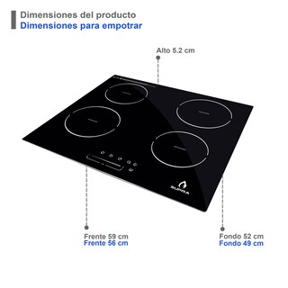 Foto 5 | Foto 5 | Parrilla de Inducción Supra 4Q-IN-220V color Negro con 4 Quemadores de Cristal Templado