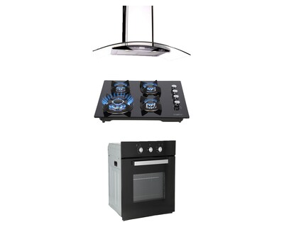 Foto 1 | Foto 1 | Tricombo de Campana Pared Odipo Matrix 90 cm Parrilla Cristal Templado Odipo 4Q Clio 60 cm y Horno Gas Empotrable 60 cm Motrix