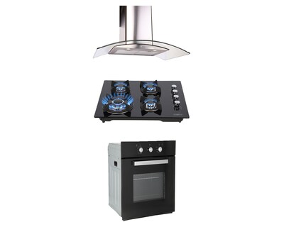 Foto 1 | Foto 1 | Tricombo de Campana Pared Odipo Mantix 90 cm Parrilla Cristal Templado Odipo 4Q Clio 60 cm y Horno Gas Empotrable 60 cm Motrix