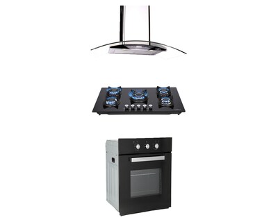 Foto 1 | Foto 1 | Tricombo de Campana Pared Odipo Matrix 90 cm Parrilla Cristal Templado Odipo 5Q Ceres 86 cm y Horno Gas Empotrable 60 cm Motrix